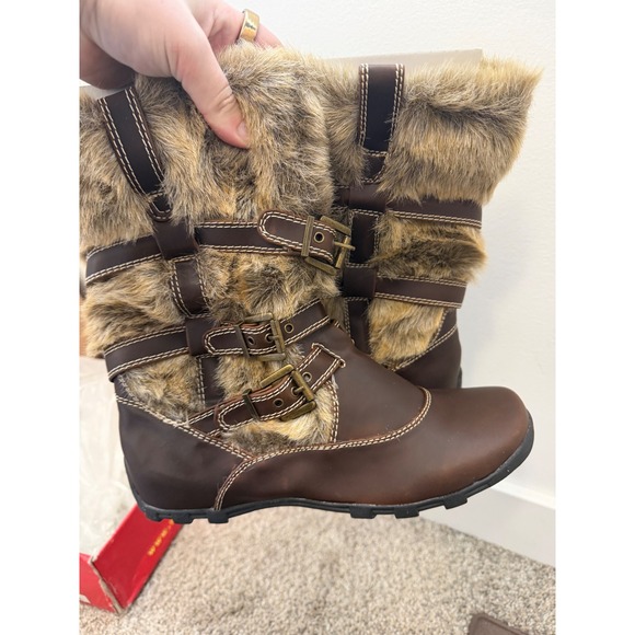 New - Vintage Y2K Soda Fur Boots – Brown – Women's Size 8.5 - Picture 2 of 6